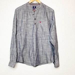Netplay Ethnic chambray denim Roll Sleeve Shirt small